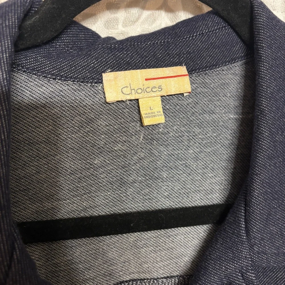 Women’s Choices Brand Faux Denim Blazer Style Jacket, Stretchy, Size L / Large - Picture 5 of 6